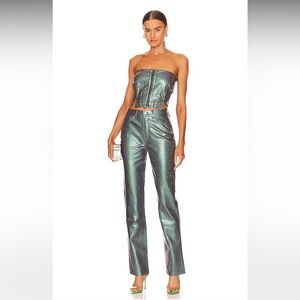 AFRM Mermaid Iridescent Straight leg pant and Bustier top